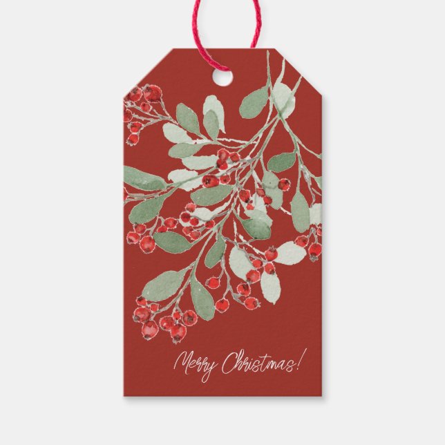 Étiquettes-cadeau Aquarelle Holly (Devant)