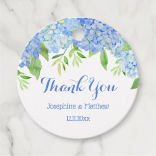 Étiquettes Cadeau Aquarelle Hydrangea Blue Floral Mariage
