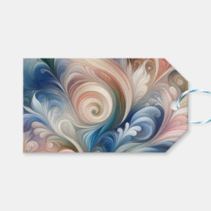 Étiquettes-cadeau Aquarelle Imaginaire Floral Pastel Bleu & Crème
