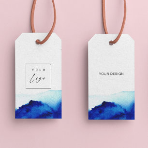 Étiquettes-cadeau Aquarelle Indigo Blue Logo Hang Tags W/String