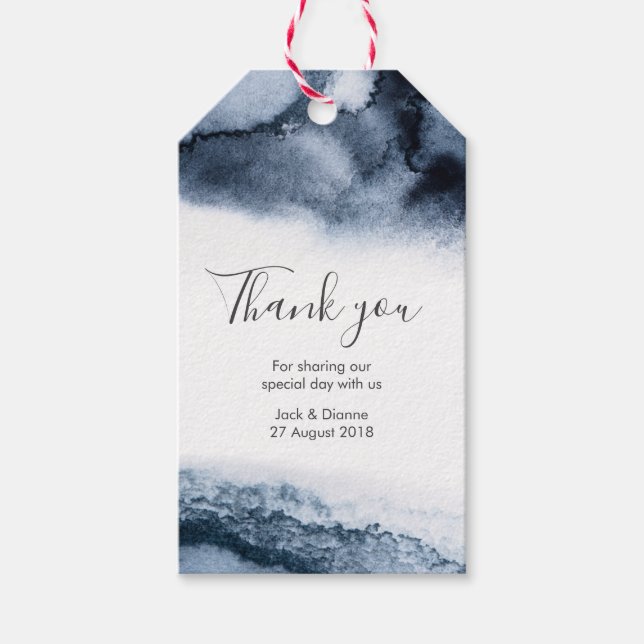 Étiquettes-cadeau Aquarelle inky personnalisées Merci Favoriser les  (Devant)