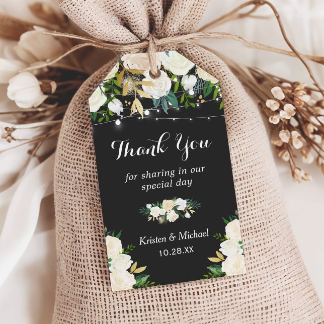 Étiquettes-cadeau Aquarelle ivoire Floral Mariage Favoriser le Merci (Créateur téléchargé)