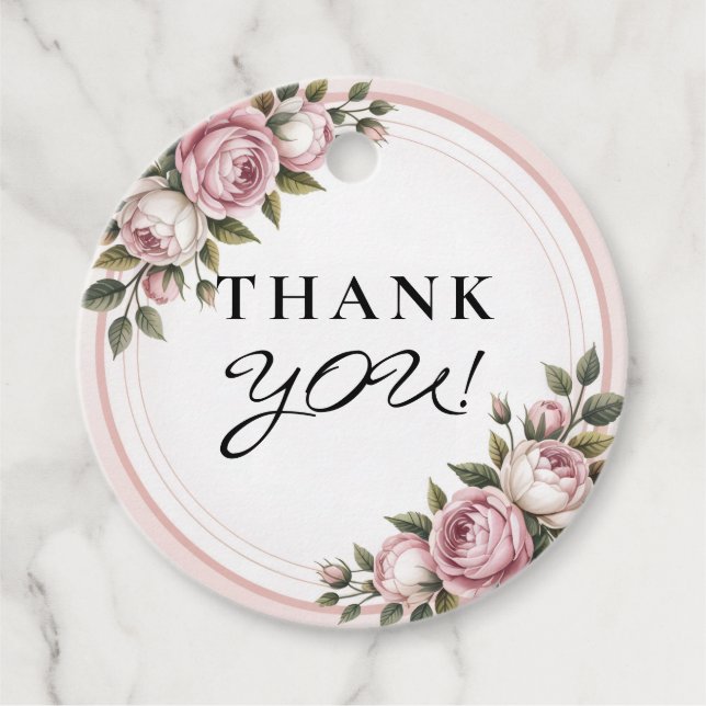 Étiquettes Cadeau Aquarelle Jardin Fleurs Merci (Devant)
