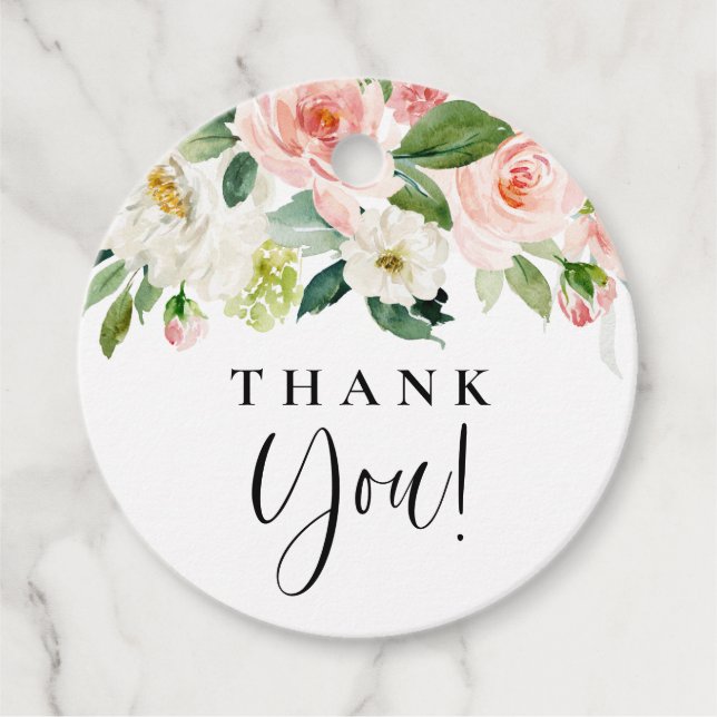 Étiquettes Cadeau Aquarelle Joli Merci Fleurs Jardin (Devant)