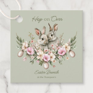 Étiquettes Cadeau Aquarelle Lapin Lapins Floral Oeuf Brunch de Pâque