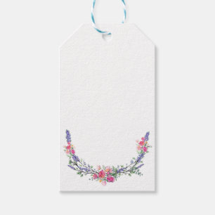 Étiquettes-cadeau Aquarelle Lavande rose Rose sauvage et Eucalyptus