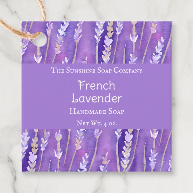Étiquettes Cadeau Aquarelle Lavender Soap Cosmetics Favoriser la bal (Devant)
