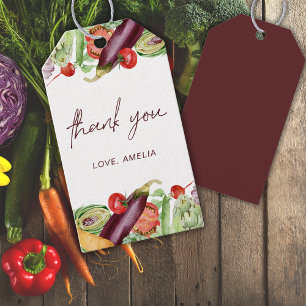 Étiquettes-cadeau Aquarelle Légumes Neutre Baby shower genre