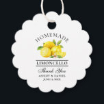 Étiquettes Cadeau Aquarelle Lemons Limoncello Mariage Merci<br><div class="desc">Elégant aquarelle citrons fait maison Limoncello Mariage Mercis Tags</div>