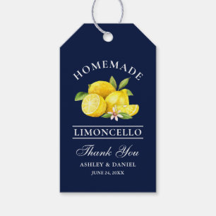Étiquettes-cadeau Aquarelle Lemons Limoncello Merci bleu