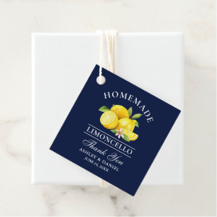 Étiquettes Cadeau Aquarelle Lemons Limoncello Merci Carré bleu
