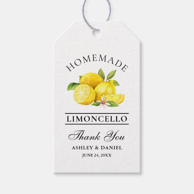 Étiquettes-cadeau Aquarelle Lemons Limoncello Merci Kraft (Devant)