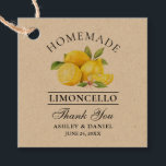 Étiquettes Cadeau Aquarelle Lemons Limoncello Merci Kraft Tags<br><div class="desc">Elégant Aquarelle Citrons fait maison Limoncello Mariage Kraft Merci Tags</div>