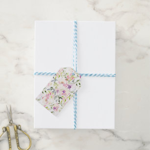 Étiquettes-cadeau Aquarelle libre expressive ressort floral