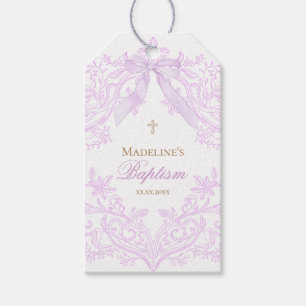 Étiquettes-cadeau aquarelle lilas violet Baptême