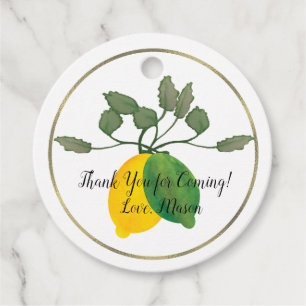 Étiquettes Cadeau Aquarelle Limoncillo Citron Lime Feuille Circulair