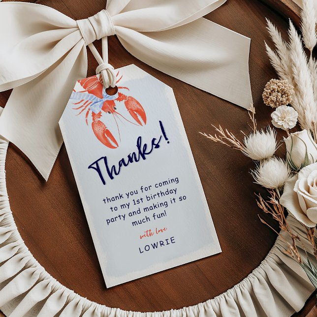 Étiquettes-cadeau Aquarelle Lobster Coastal Merci Anniversaire Favor (Créateur téléchargé)