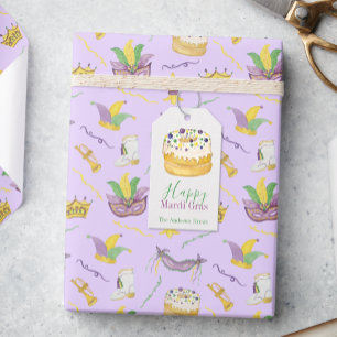 Étiquettes-cadeau Aquarelle Mardi Gras King Cake