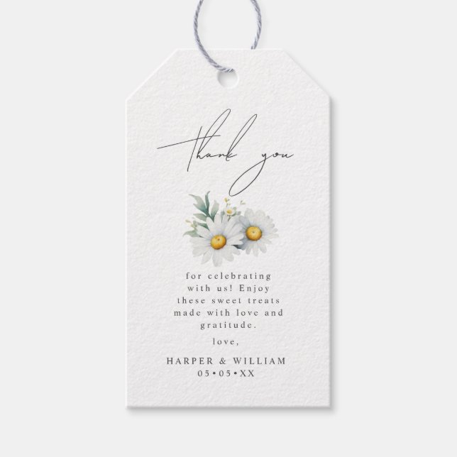 Étiquettes-cadeau Aquarelle marguerite merci (Devant)