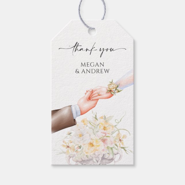 Étiquettes-cadeau Aquarelle mariage anneau de couple (Devant)