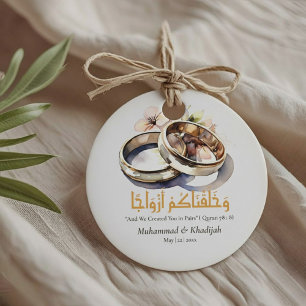 Étiquettes Cadeau Aquarelle Mariage anneau islamique Citation Nikah