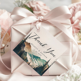 Étiquettes Cadeau Aquarelle Mariage de la Forêt de Pine Mountain Rem