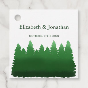 Étiquettes Cadeau Aquarelle Mariage des pins de bois