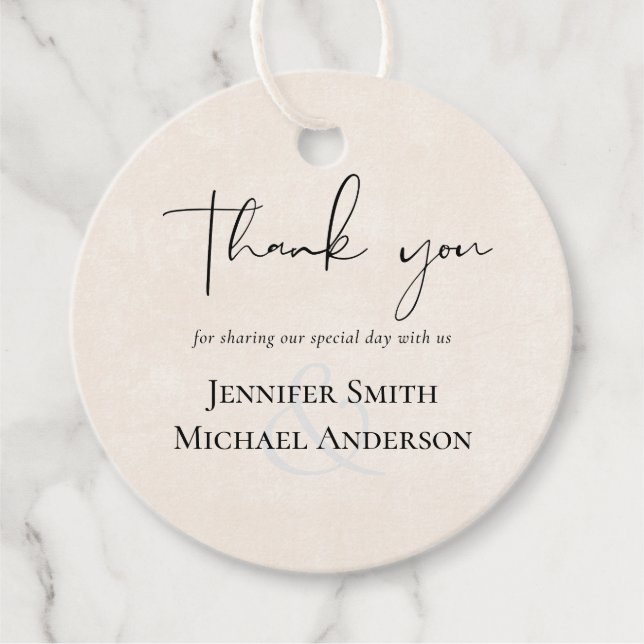 Étiquettes Cadeau Aquarelle Mariage gris Peach BUDGET (Devant)