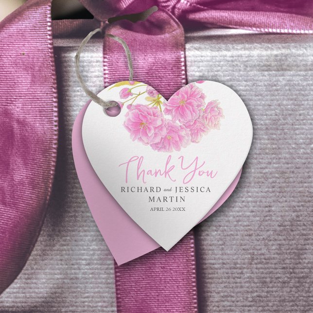 Étiquettes Cadeau aquarelle mariage rose fleurie merci pour (Créateur téléchargé)