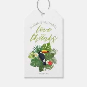 Étiquettes-cadeau Aquarelle Mariage tropical Merci Green ID577