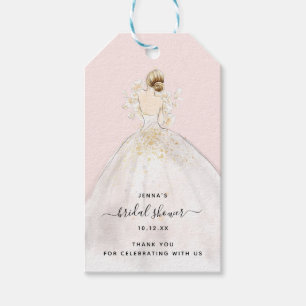 Étiquettes-cadeau Aquarelle mariée dans Gown Bridal Shower Invitatio