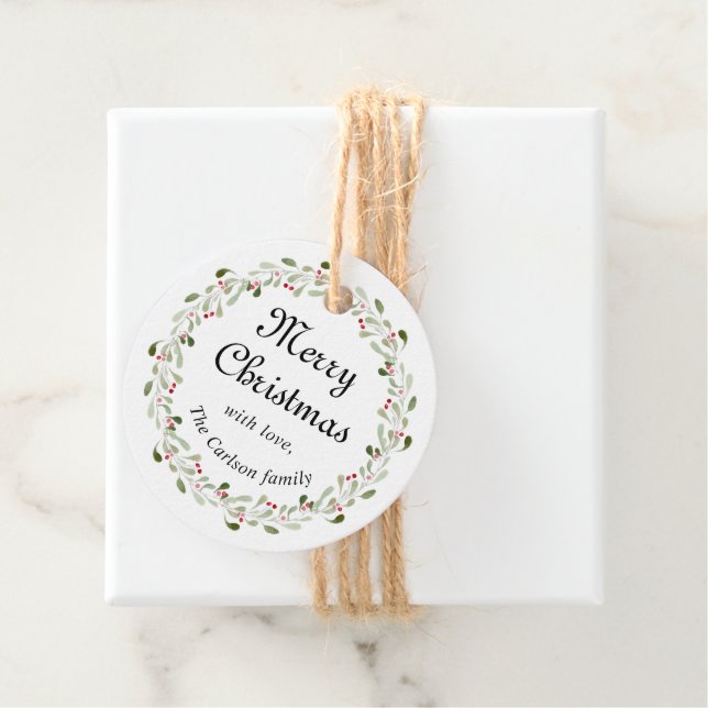 Étiquettes Cadeau Aquarelle marque de Noël (En situation)