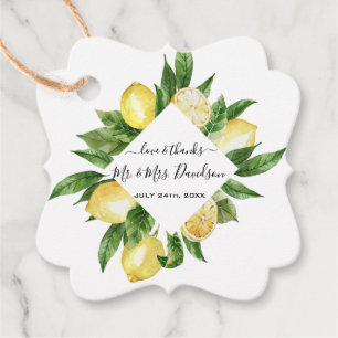 Étiquettes Cadeau Aquarelle méditerranéenne Citron Mariage tropical