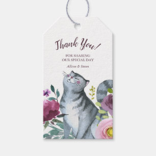 Étiquettes-cadeau Aquarelle Merci Chat Cadeau et Favoriser Tags