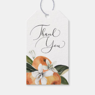 Étiquettes-cadeau Aquarelle Merci en fleurs orange