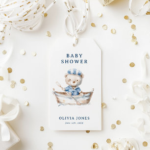 Étiquettes-cadeau Aquarelle mignonne Baby shower de garçon nautique