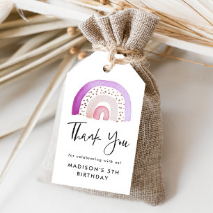 Étiquettes-cadeau Aquarelle mignonne pourpre Arc-en-ciel Anniversair
