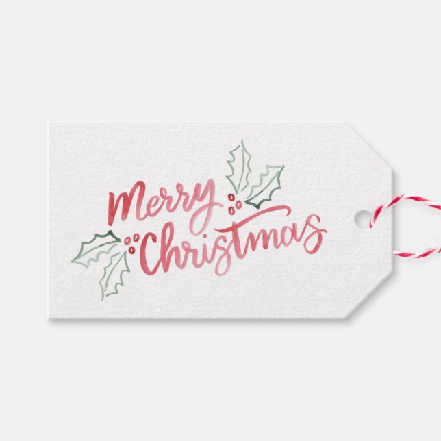 Étiquettes-cadeau Aquarelle mince élégant Joyeux Noël (Devant (Horizontal))