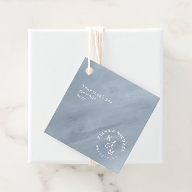 Étiquettes Cadeau Aquarelle moderne Ajouter un message Dusty Blue ID (En situation)