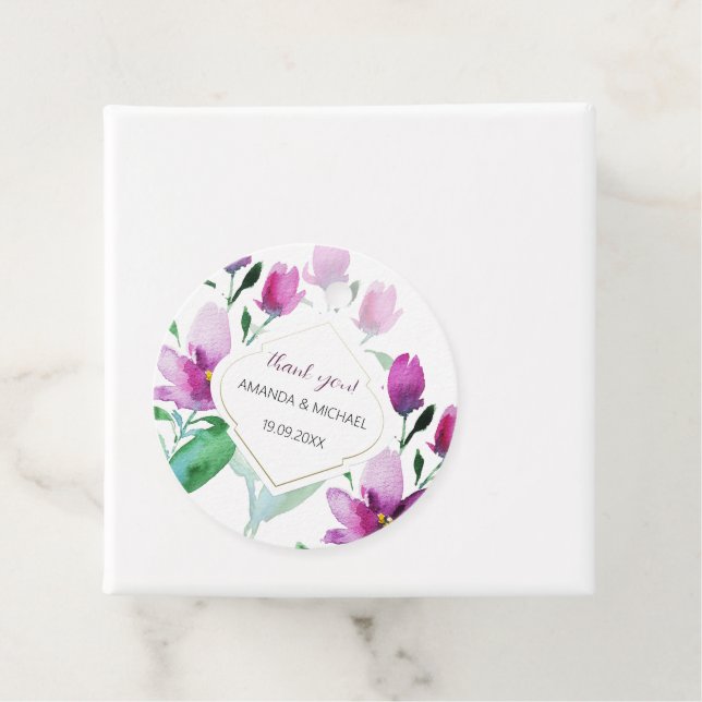 Étiquettes Cadeau Aquarelle moderne Boho Lilac Floral (En situation)
