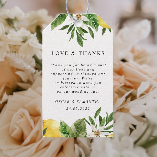 Étiquettes-cadeau Aquarelle moderne Citrons et feuilles jaunes (Créateur téléchargé)