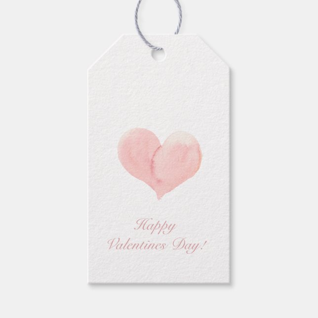 Étiquettes-cadeau Aquarelle moderne Coeur rose Valentines Jour (Devant)
