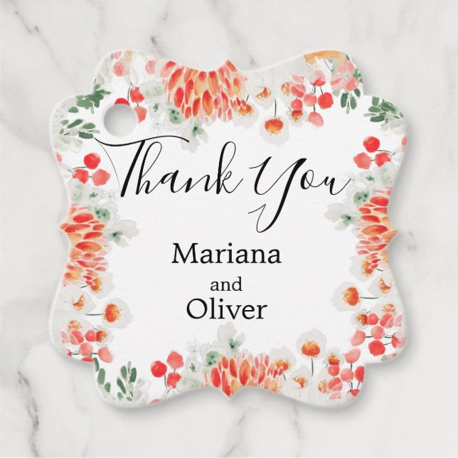 Étiquettes Cadeau Aquarelle moderne Fleur sauvage tendance Floral (Devant)