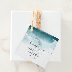 Étiquettes Cadeau Aquarelle moderne   Mots clés Turquoise Favor Merc