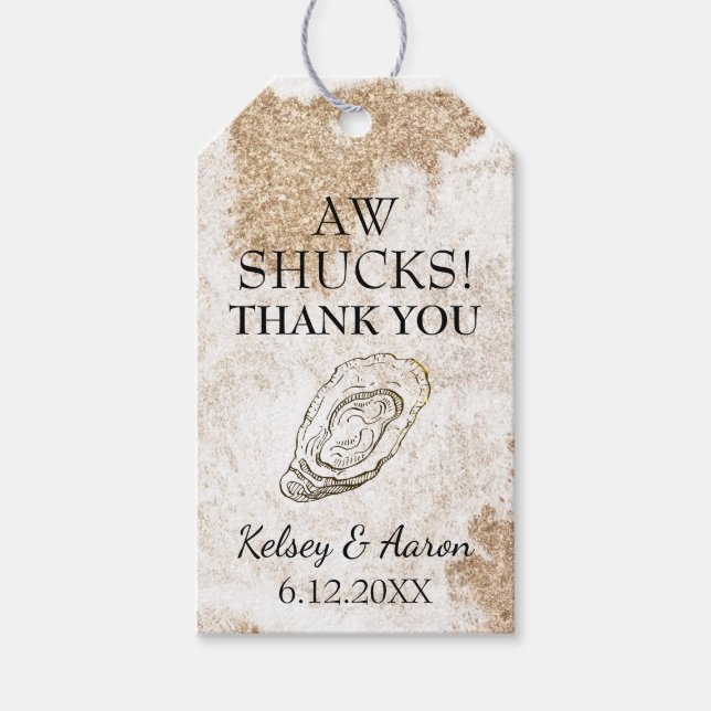 Étiquettes-cadeau Aquarelle moderne Oyster Beach Merci de mariage (Devant)