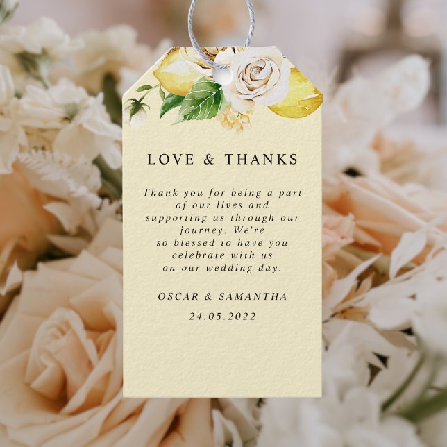 Étiquettes-cadeau Aquarelle moderne Pastel Citrons jaunes & Feuille (Créateur téléchargé)