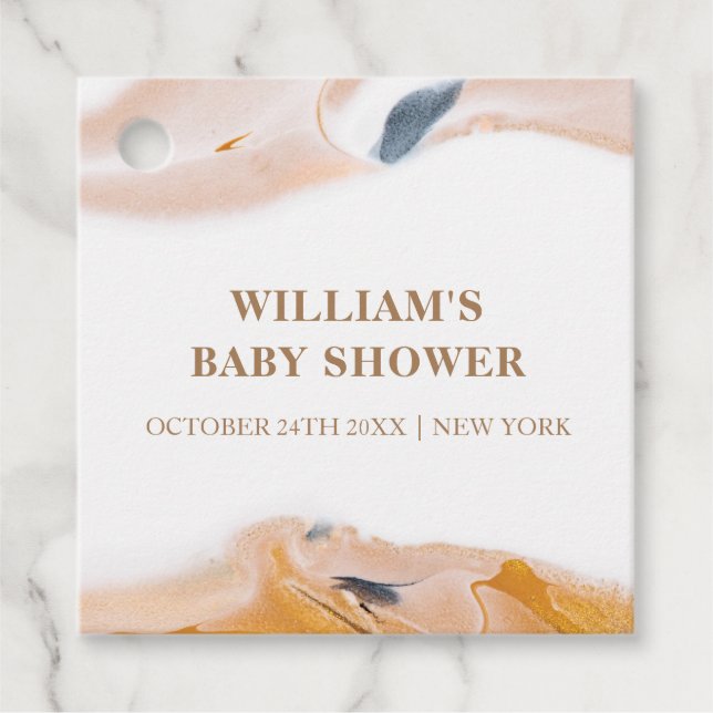 Étiquettes Cadeau Aquarelle moderne rustique Baby shower Abstrait (Devant)