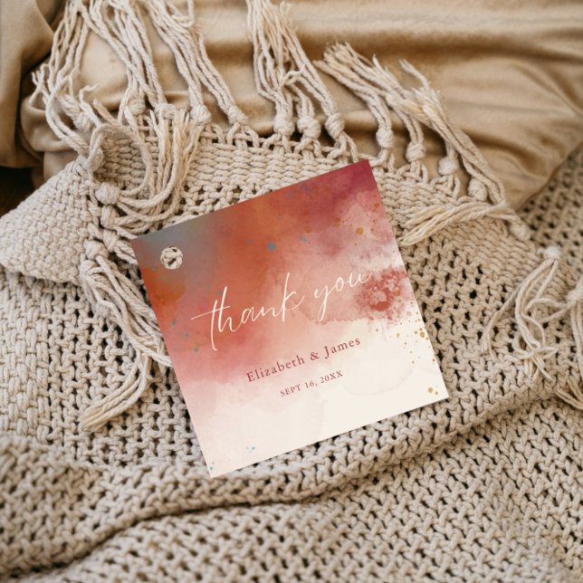 Étiquettes Cadeau Aquarelle moderne Terracotta Desert Boho Mariage (Créateur téléchargé)