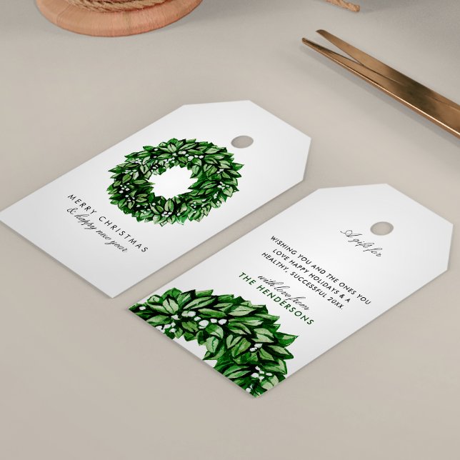 Étiquettes-cadeau Aquarelle moderne Werath Message personnalisé Noël (Créateur téléchargé)