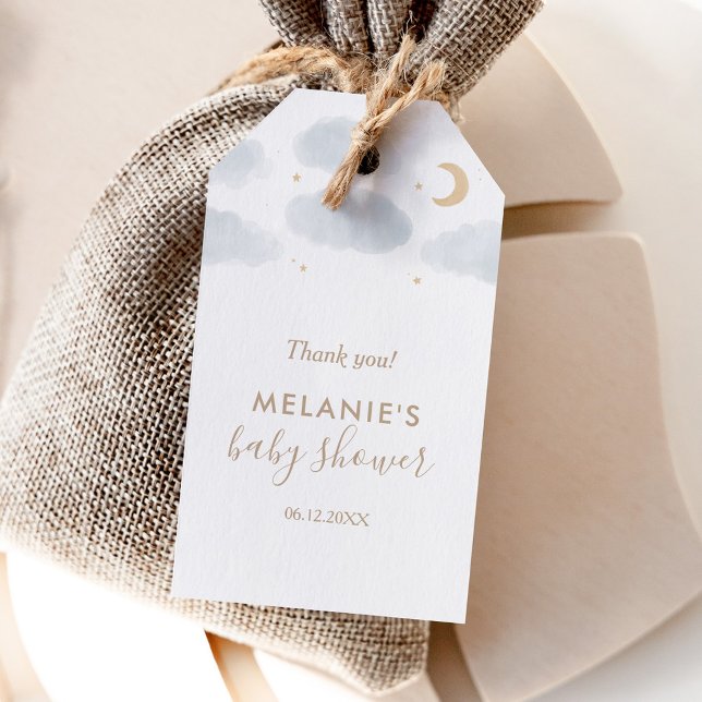 Étiquettes-cadeau Aquarelle Moon Stars Baby shower (Créateur téléchargé)